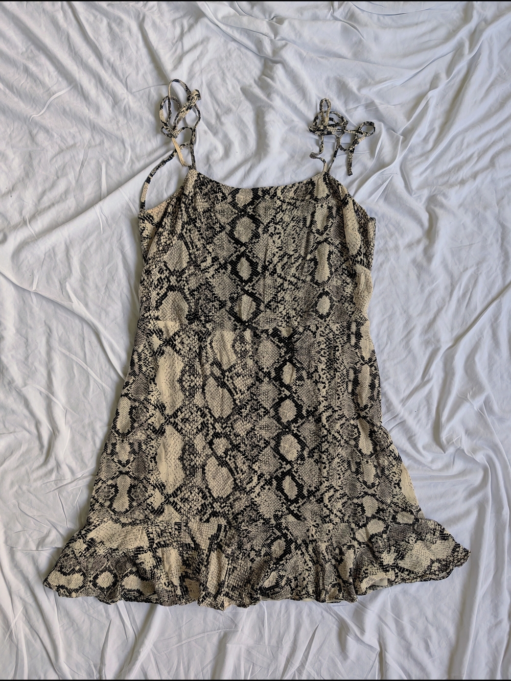 Express Snake Print Mini Dress in Beige and Black